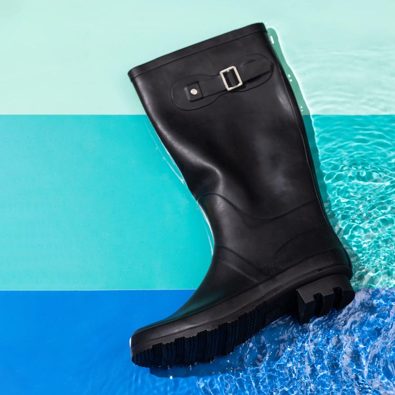 NORTY Waterproof Rain Boots for Women Size 9, Tall & High Calf Rain Shoes, Slip-Resistant, Comfortable Rainboots, Stylish Outdoor & Garden Boots, Matte Black, 13.25â€ Shaft - Image 5